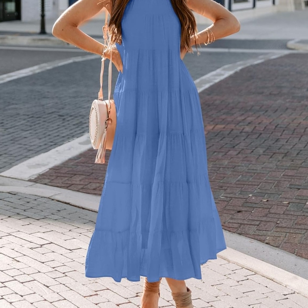 Elegant Blue Maxi Dress - Picture 3 of 5